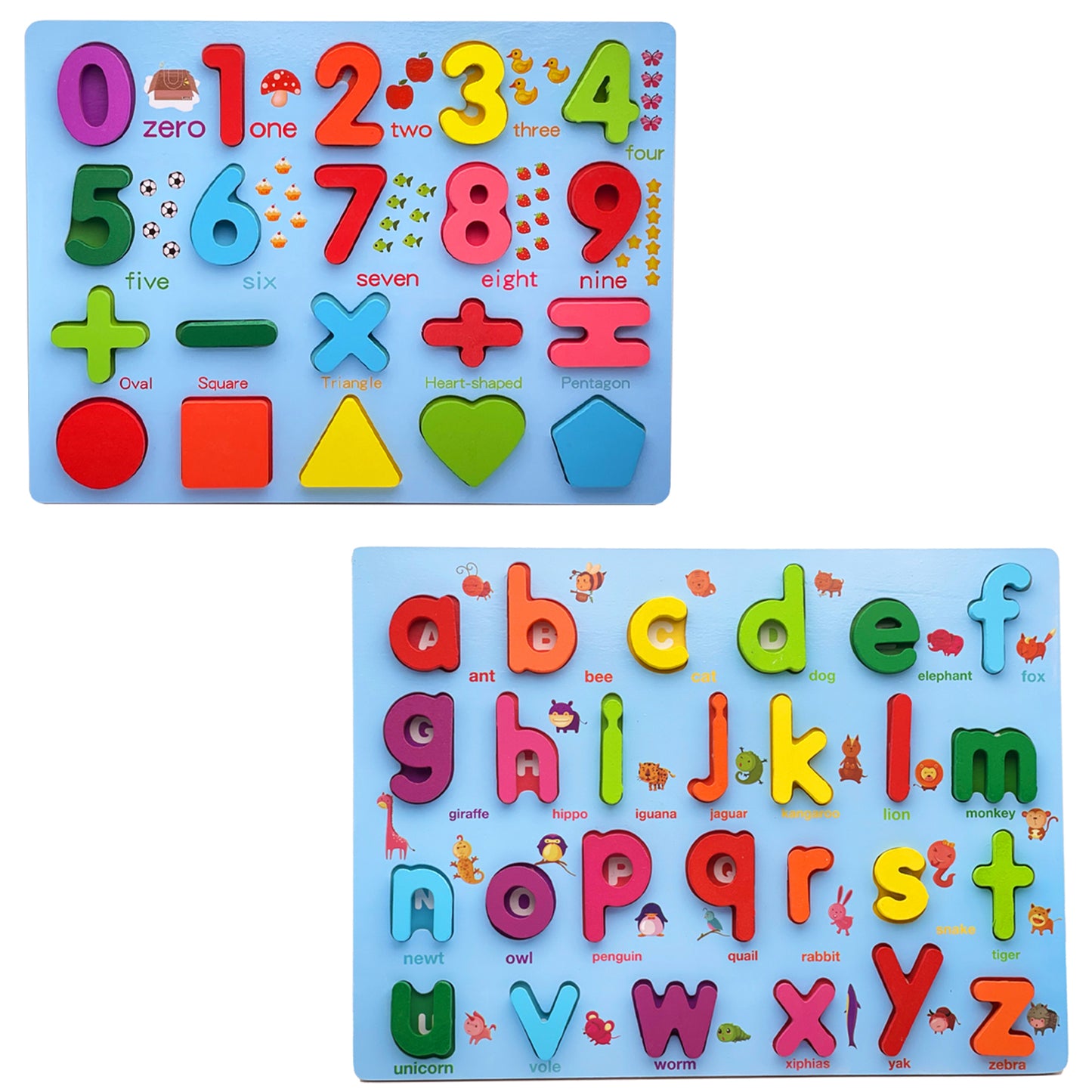 Wooden Alphabet Puzzle Board & Number Educational Learning Toy